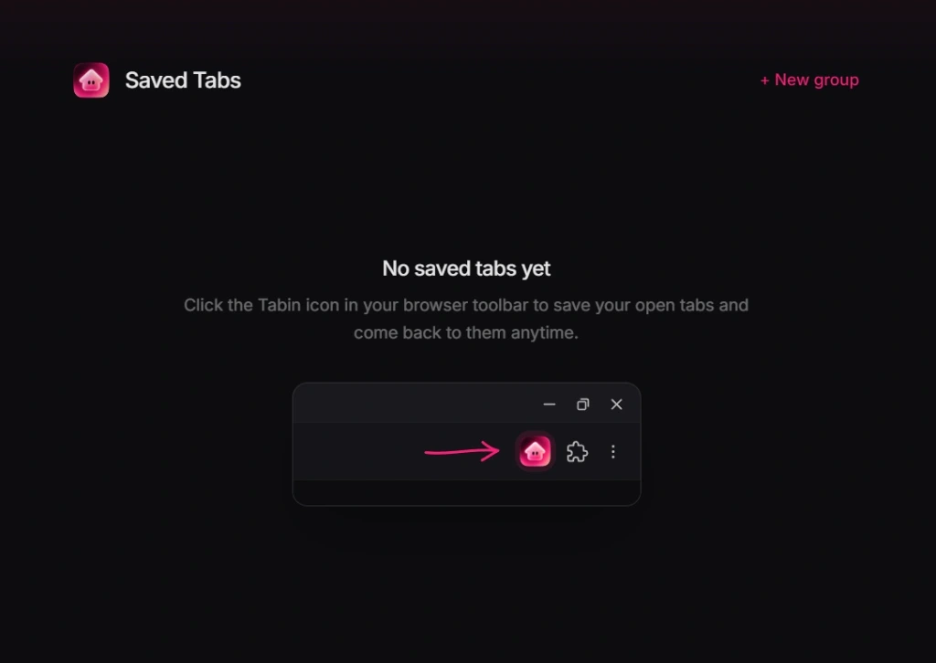 Saved tabs management panel and toolbar shortcut